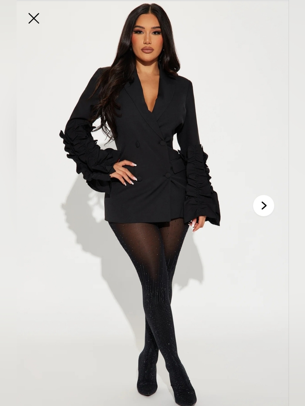 Ruffle Sleeved Blazer